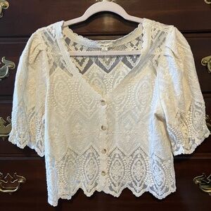 Ultra pink romantic laced top size medium